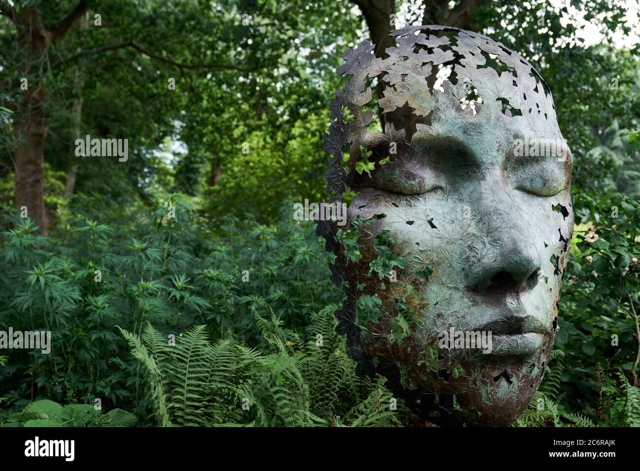 Leaf Spirit, scultura in bronzo di Simon Gudgeon presso i Royal Botanic Gardens, Kew, Londra. Foto Stock