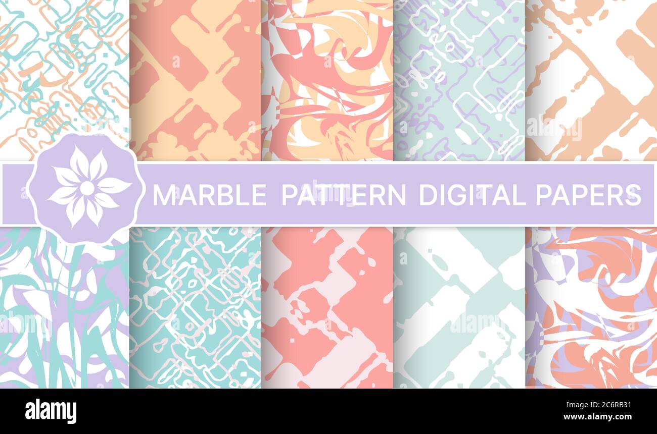 Set di motivi in marmo viola per il design Illustrazione Vettoriale