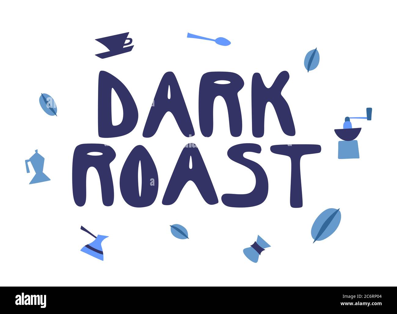 Logo vettoriale per caffè, carattere per il titolo caffè misto, mucchio di chicchi di caffè torrefatto, verde crudo e medio chiaro Illustrazione Vettoriale