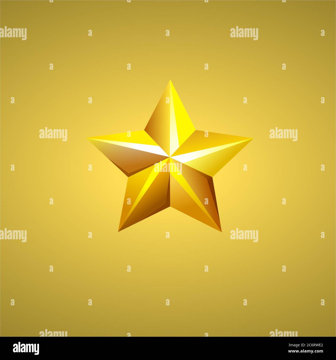 Illustrazione vettoriale delle stelle dorate che si illuminano su uno sfondo dorato. Foto Stock