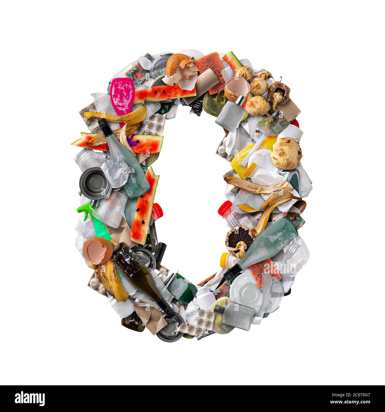 Numero 0 fatto di rifiuti Foto Stock