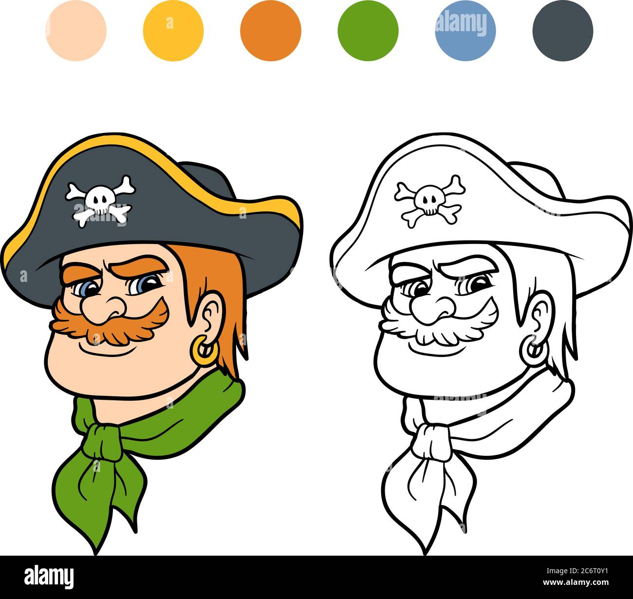 Libro da colorare per bambini, Pirate Illustrazione Vettoriale