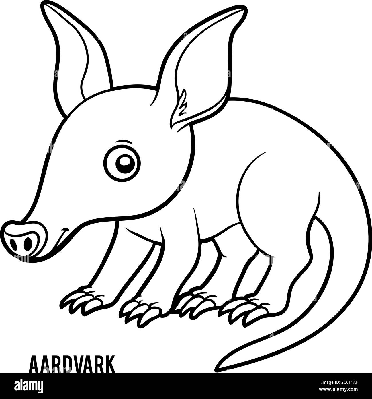 Libro da colorare per bambini, Aardvark Illustrazione Vettoriale