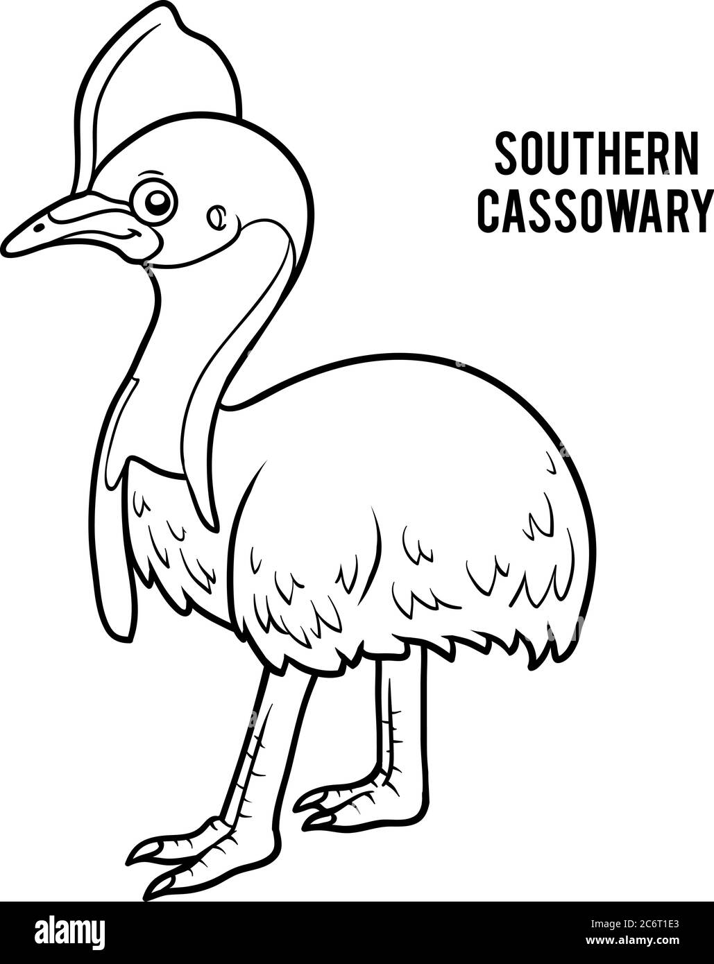 Libro da colorare per bambini, cassowary del sud Illustrazione Vettoriale