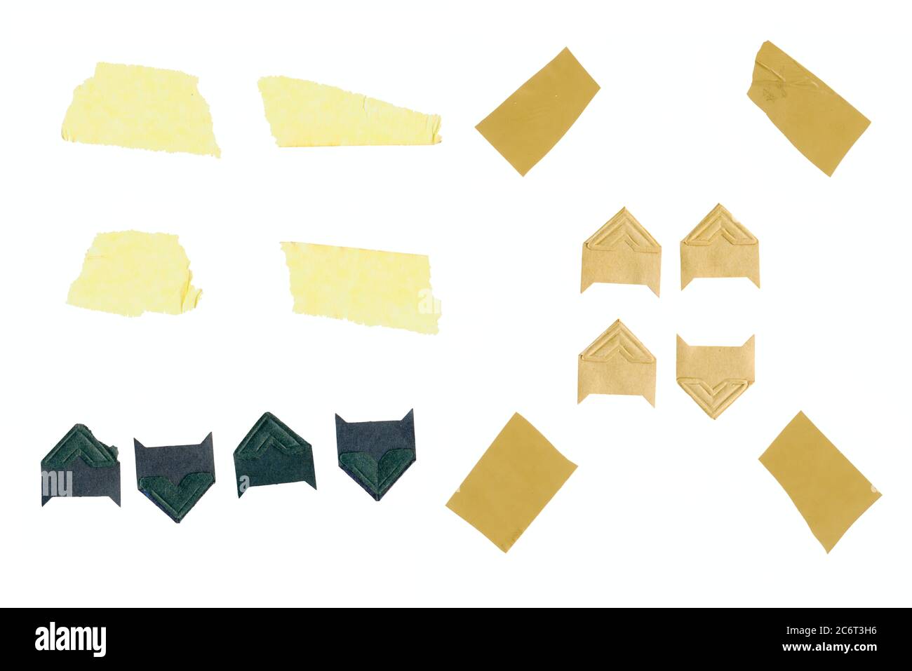 angoli fotografici e strisce di nastro adesivo per il montaggio di foto o fotografie, isolati Foto Stock