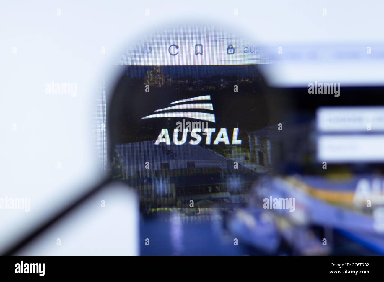 Mosca, Russia - 1 giugno 2020: Sito web Austal con logo , Editoriale illustrativo Foto Stock