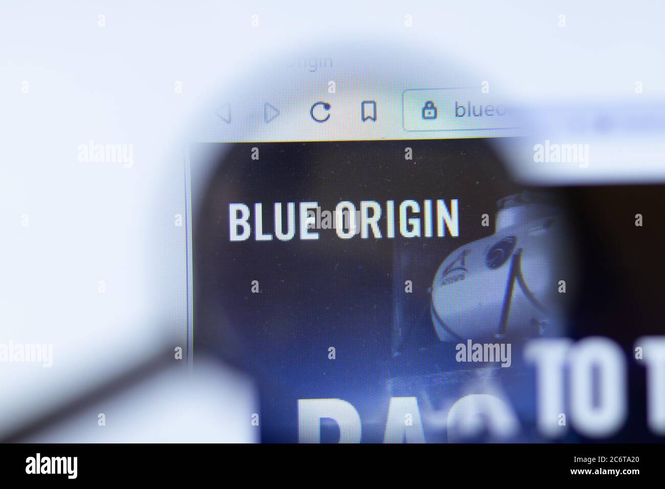 Mosca, Russia - 1 Giugno 2020: Sito web Blue Origin con logo , Editoriale illustrativo Foto Stock