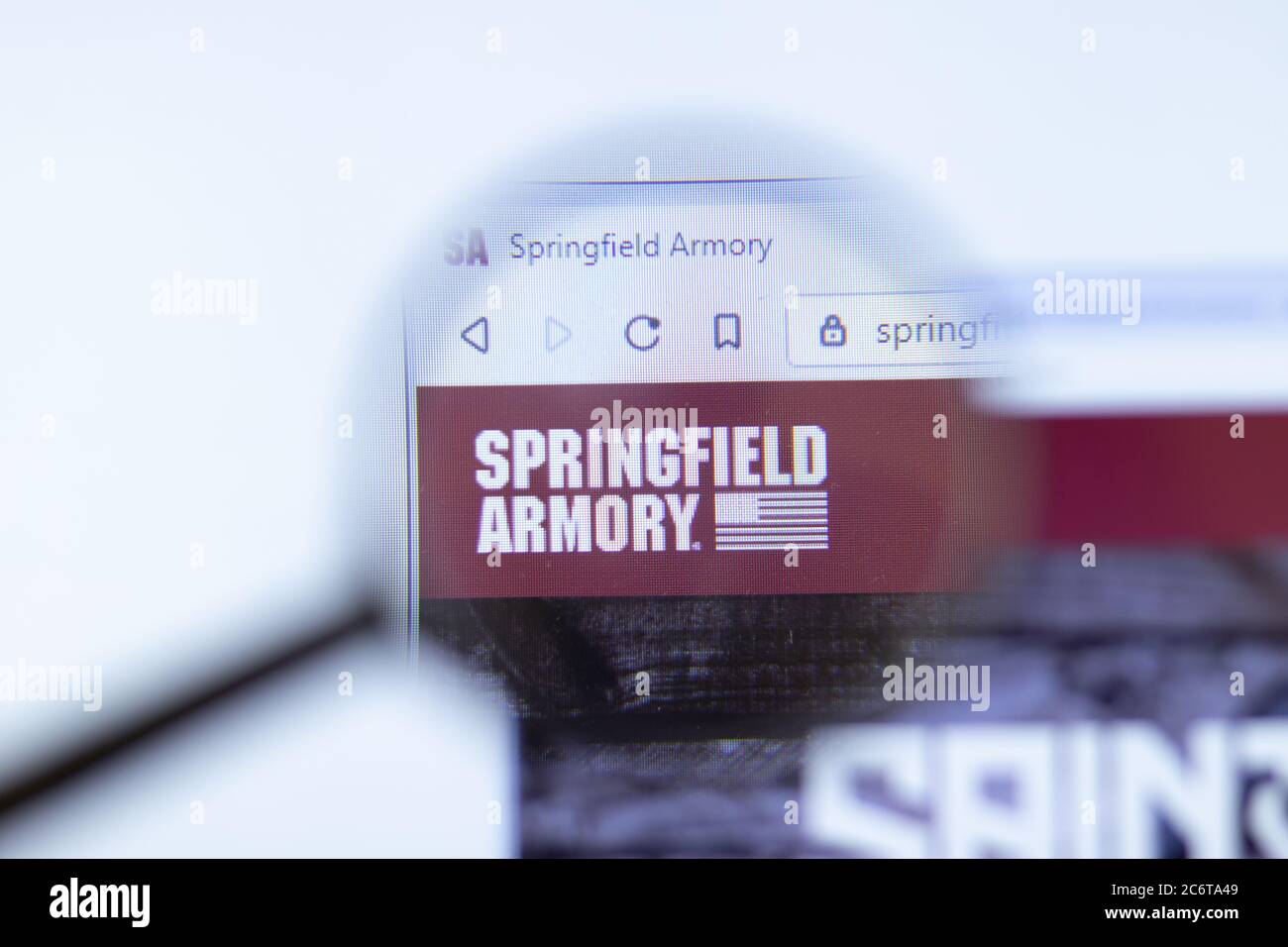 Mosca, Russia - 1 giugno 2020: Sito web Springfield Armory con logo , Editoriale illustrativo Foto Stock