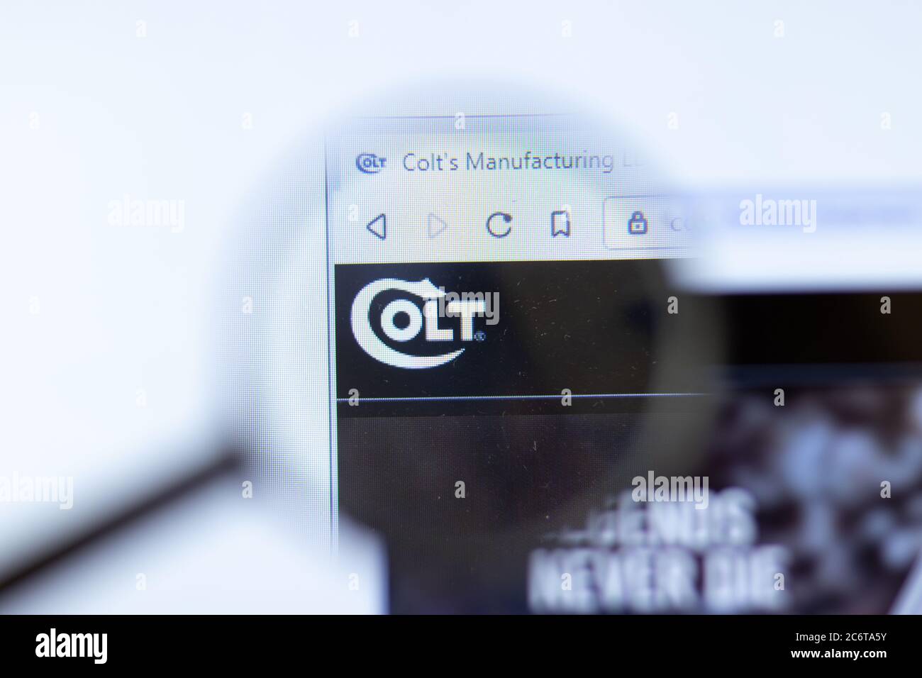Mosca, Russia - 1 giugno 2020: Sito web Colt Defense con logo , Editoriale illustrativo Foto Stock
