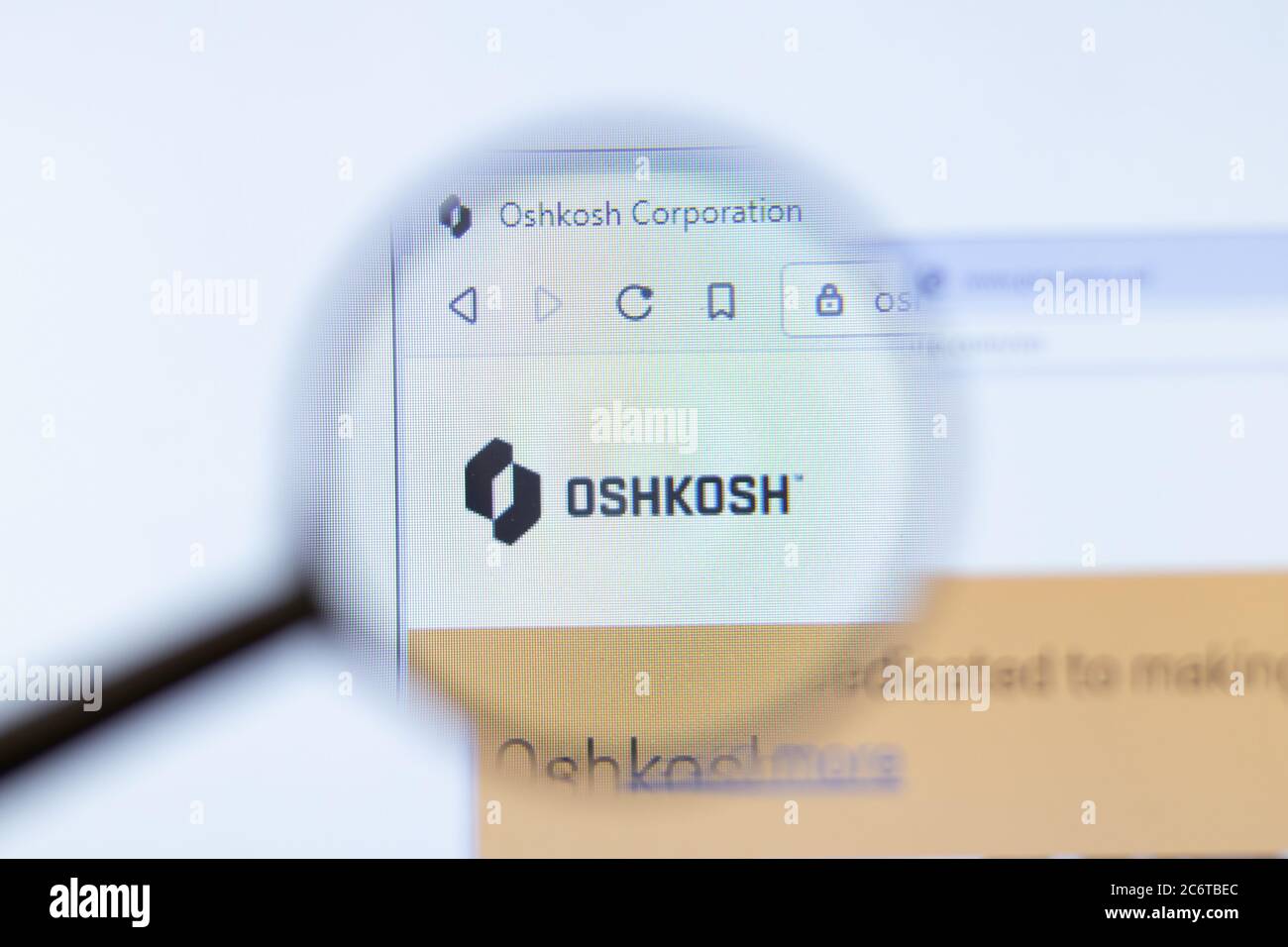Mosca, Russia - 1 Giugno 2020: Oshkosh Corporation website with logo , Editoriale illustrativo Foto Stock