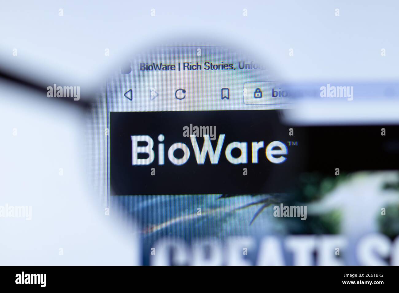 Mosca, Russia - 1 Giugno 2020: Sito BioWare con logo , Editoriale illustrativo Foto Stock