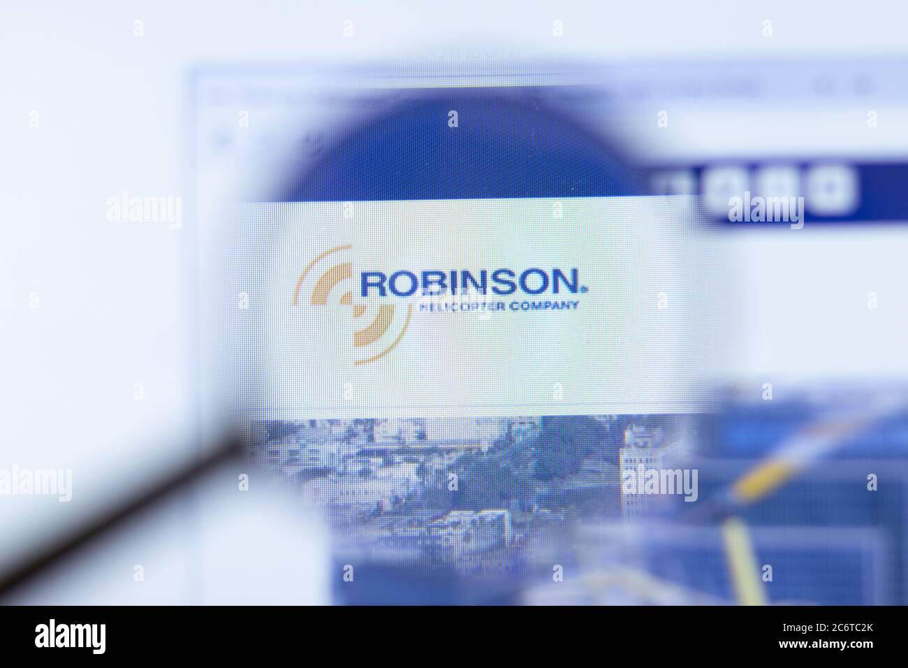 Mosca, Russia - 1 Giugno 2020: Sito web Robinson Helicopter con logo , Editoriale illustrativo Foto Stock