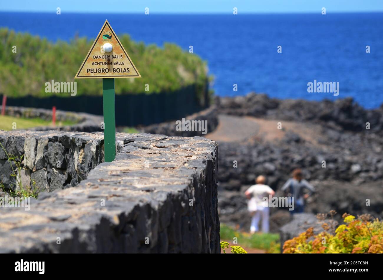 Danger, campo da golf, Playa de las Arenas, Buenavista del Norte, Tenerife Foto Stock