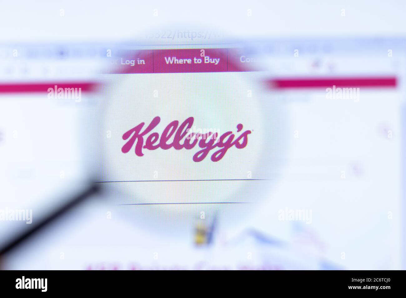 Mosca, Russia - 1 Giugno 2020: Sito web Kellogg con logo , Editoriale illustrativo Foto Stock