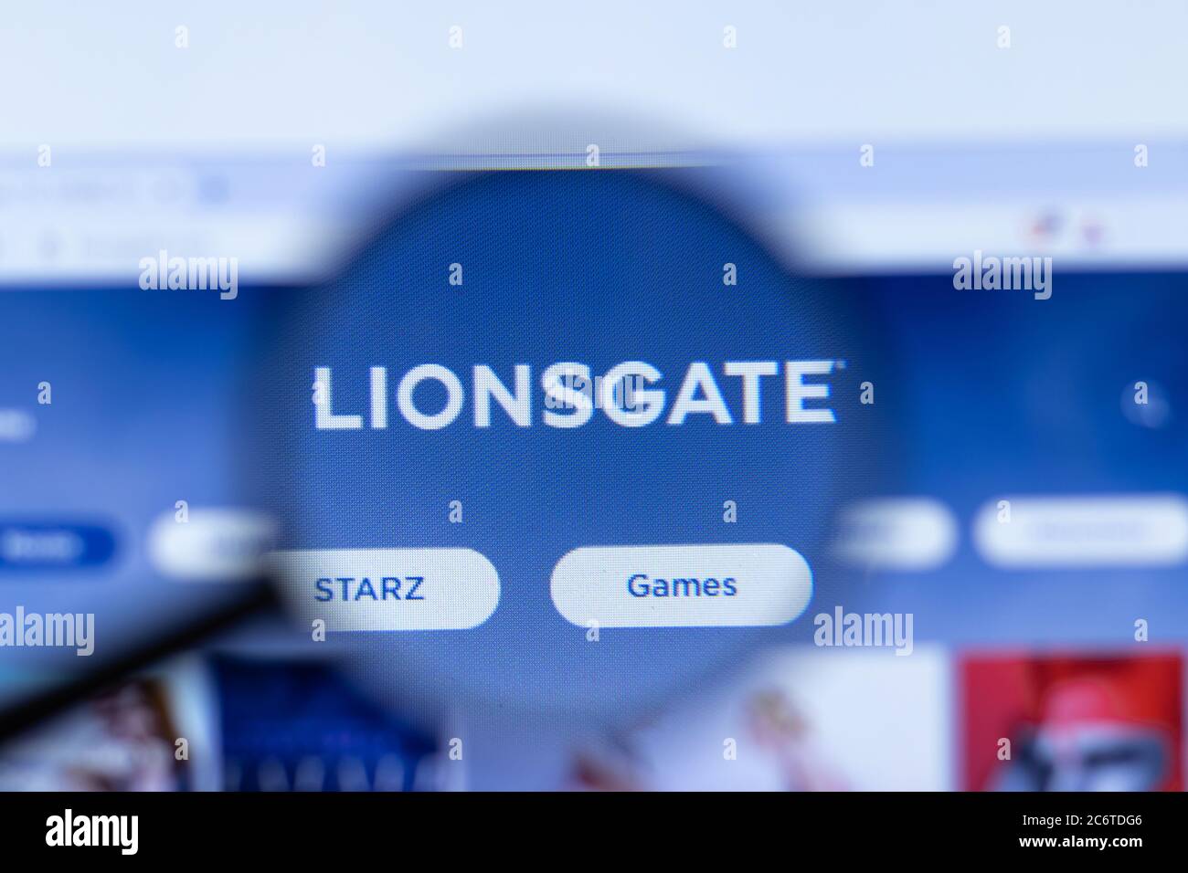 Mosca, Russia - 1 giugno 2020: Sito Lionsgate con logo , Editoriale illustrativo Foto Stock