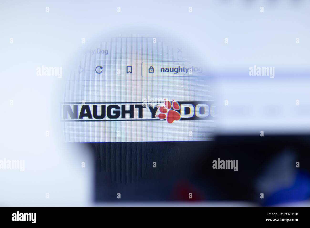 Mosca, Russia - 1 Giugno 2020: Sito web di Naughty Dog Inc con logo , Editoriale illustrativo Foto Stock