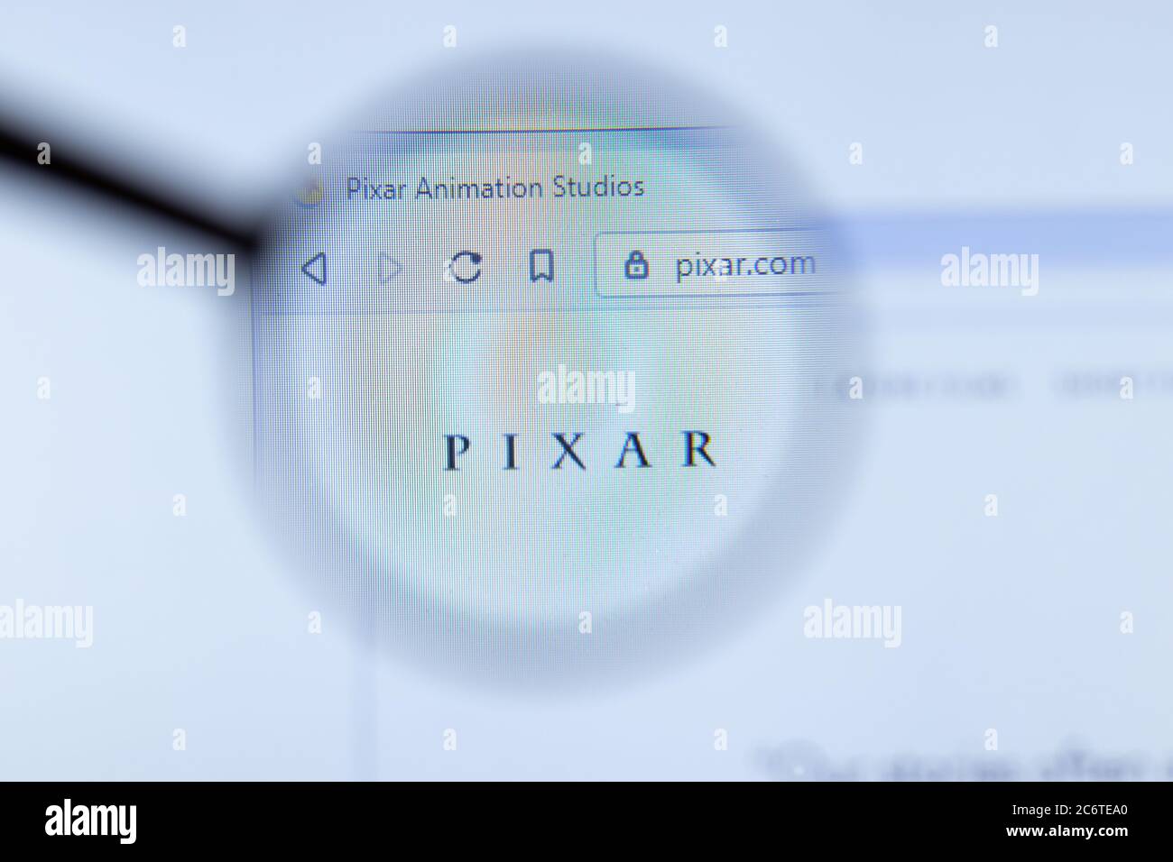 Mosca, Russia - 1 Giugno 2020: Pixar Animation Studios sito web con logo , Editoriale illustrativo Foto Stock