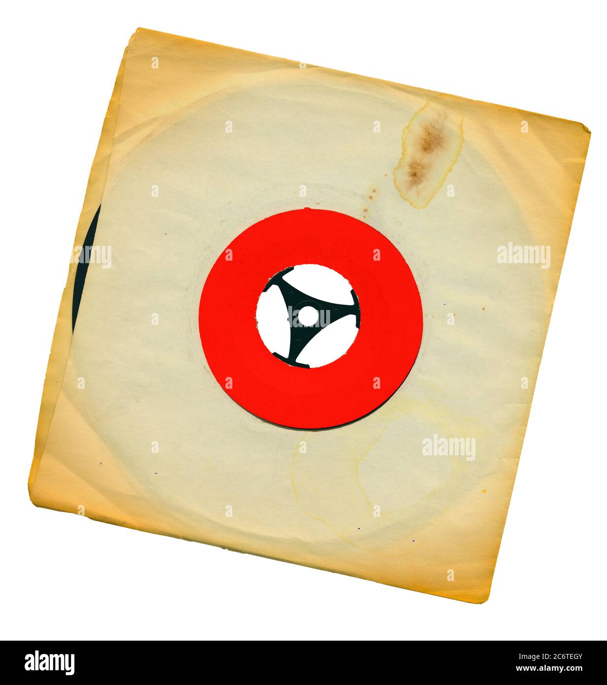Vecchi dischi in vinile grungy con manica strappata grungy, spazio libero per la copia, Foto Stock Vecchi dischi in vinile grungy con manica strappata grungy, spazio libero per la copia, Foto Stock