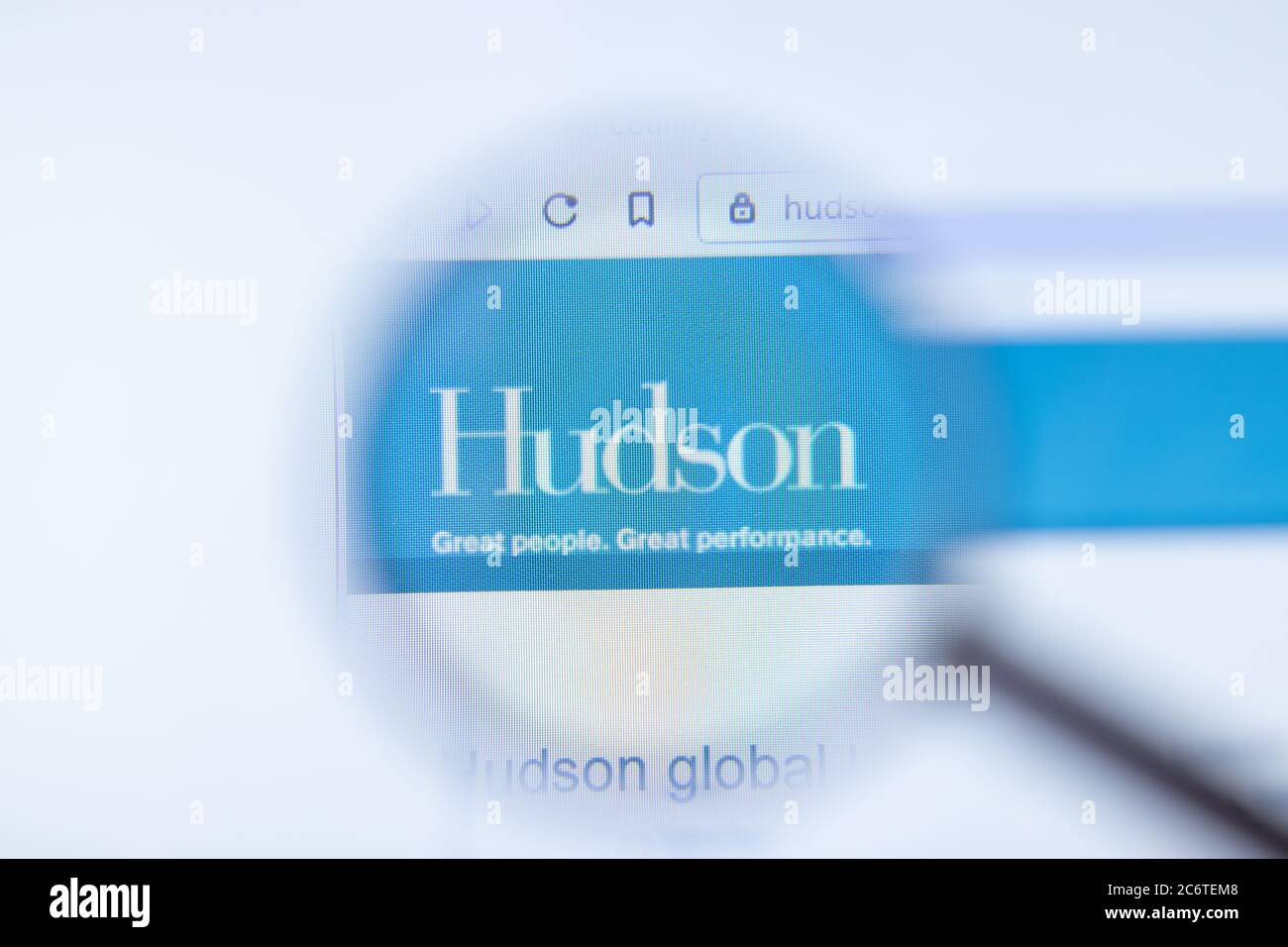 Mosca, Russia - 1 giugno 2020: Sito web Hudson con logo , Editoriale illustrativo Foto Stock