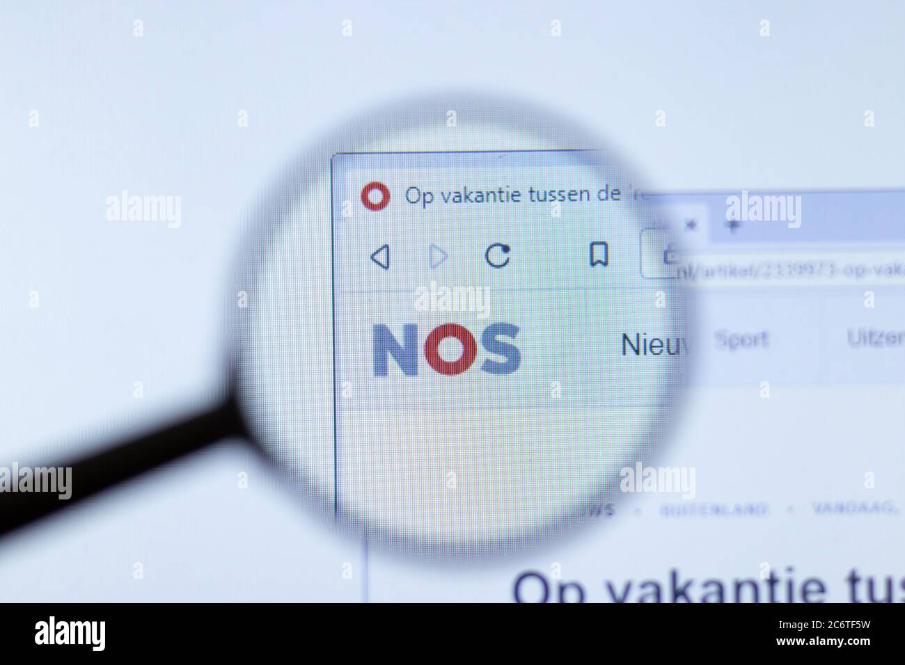 Mosca, Russia - 1 giugno 2020: Sito NOS con logo , Editoriale illustrativo Foto Stock