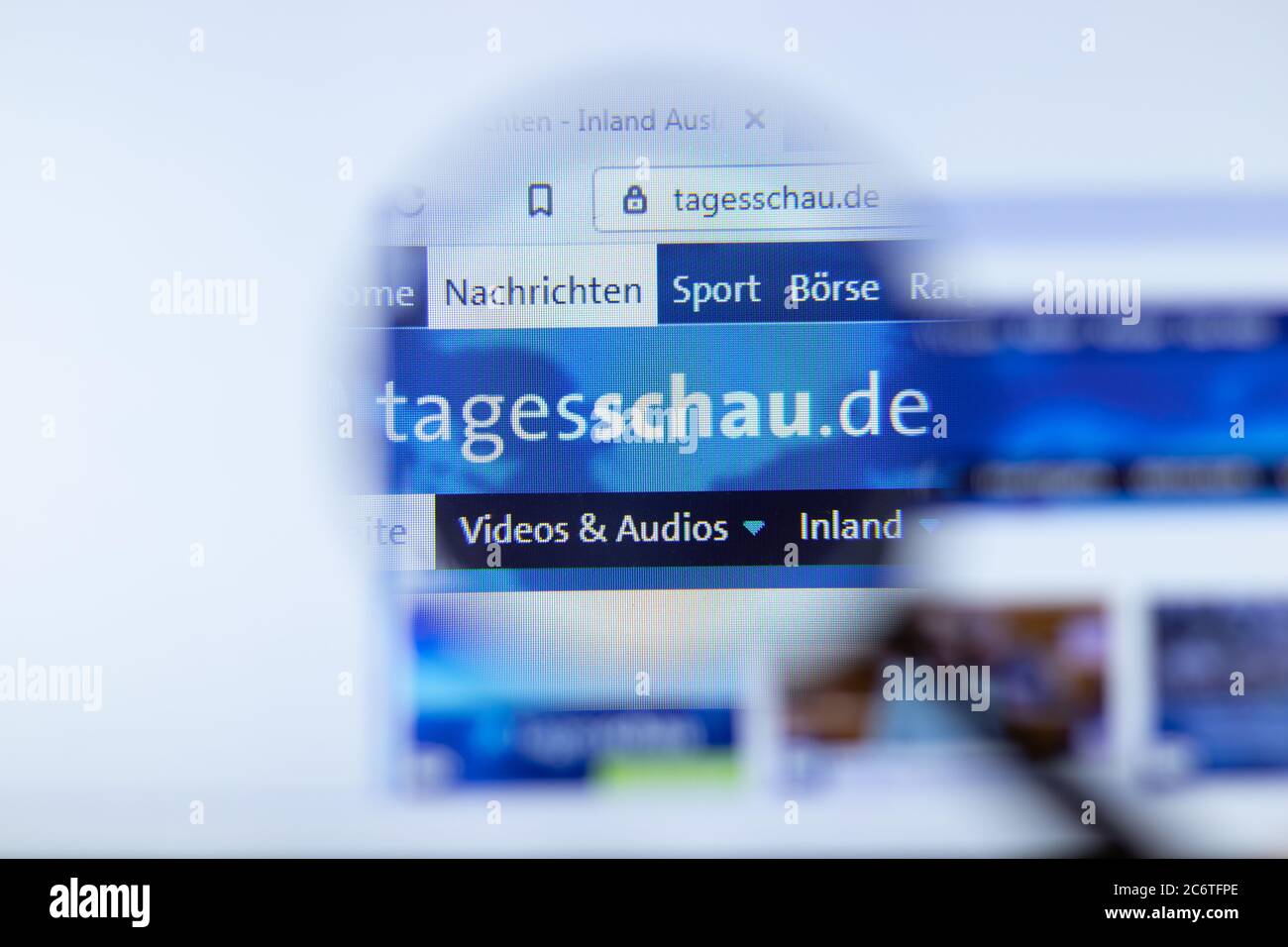 Mosca, Russia - 1 giugno 2020: Sito web Tagesschau con logo, Editoriale illustrativo Foto Stock