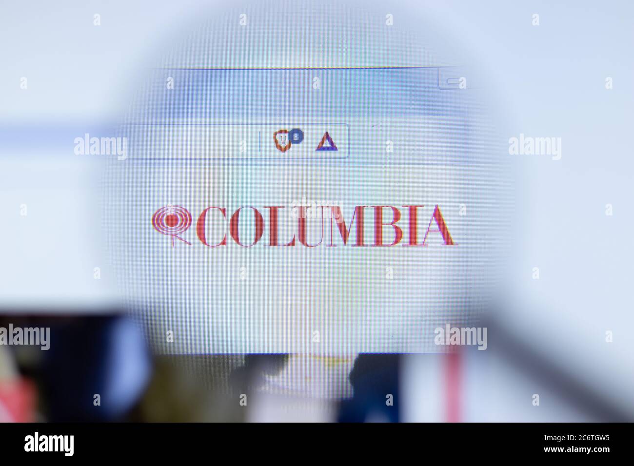 Mosca, Russia - 1 giugno 2020: Sito web Columbia con logo , Editoriale illustrativo Foto Stock