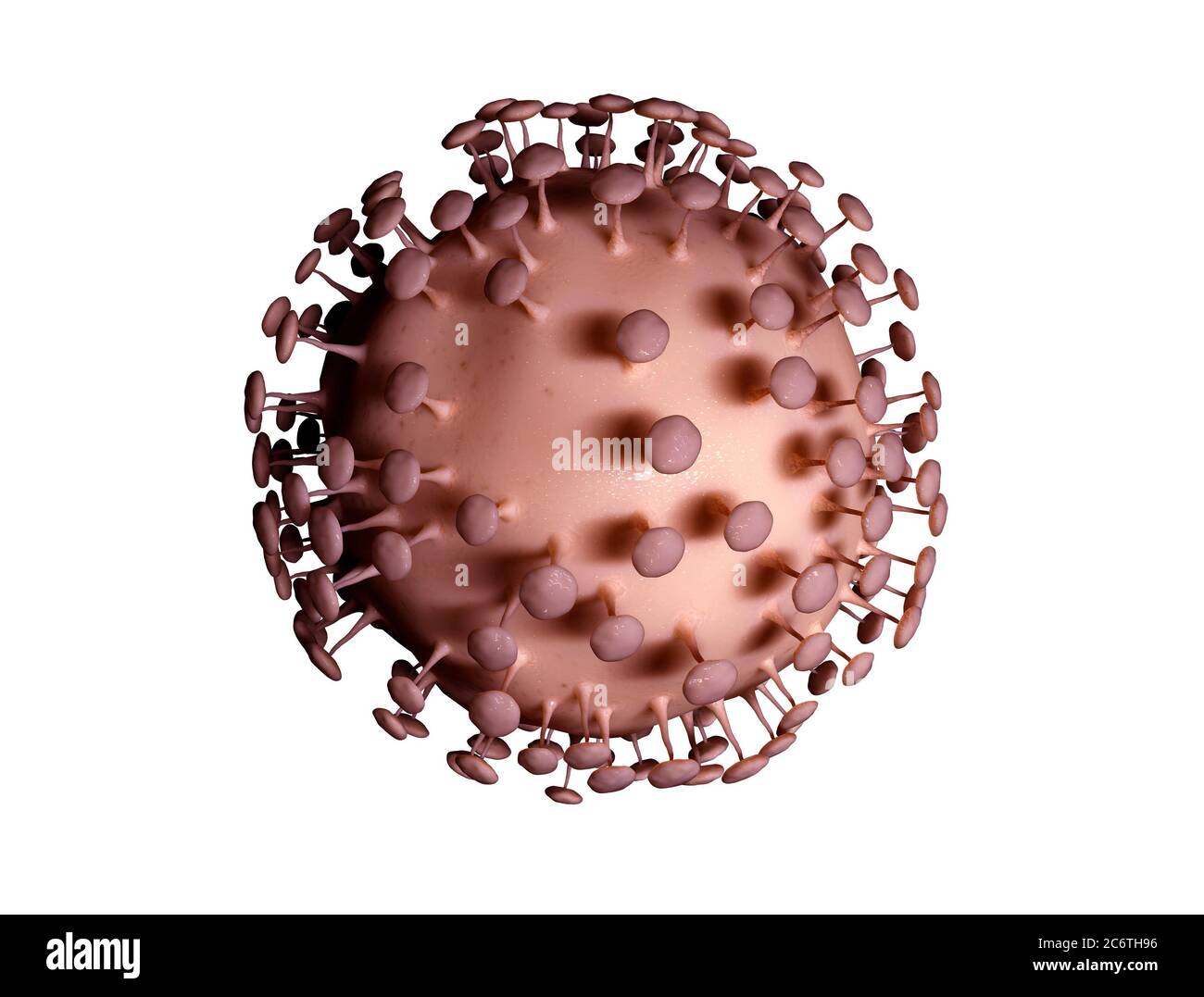 Singola cellula virale isolata su sfondo bianco. Coronavirus covid-19 Foto Stock