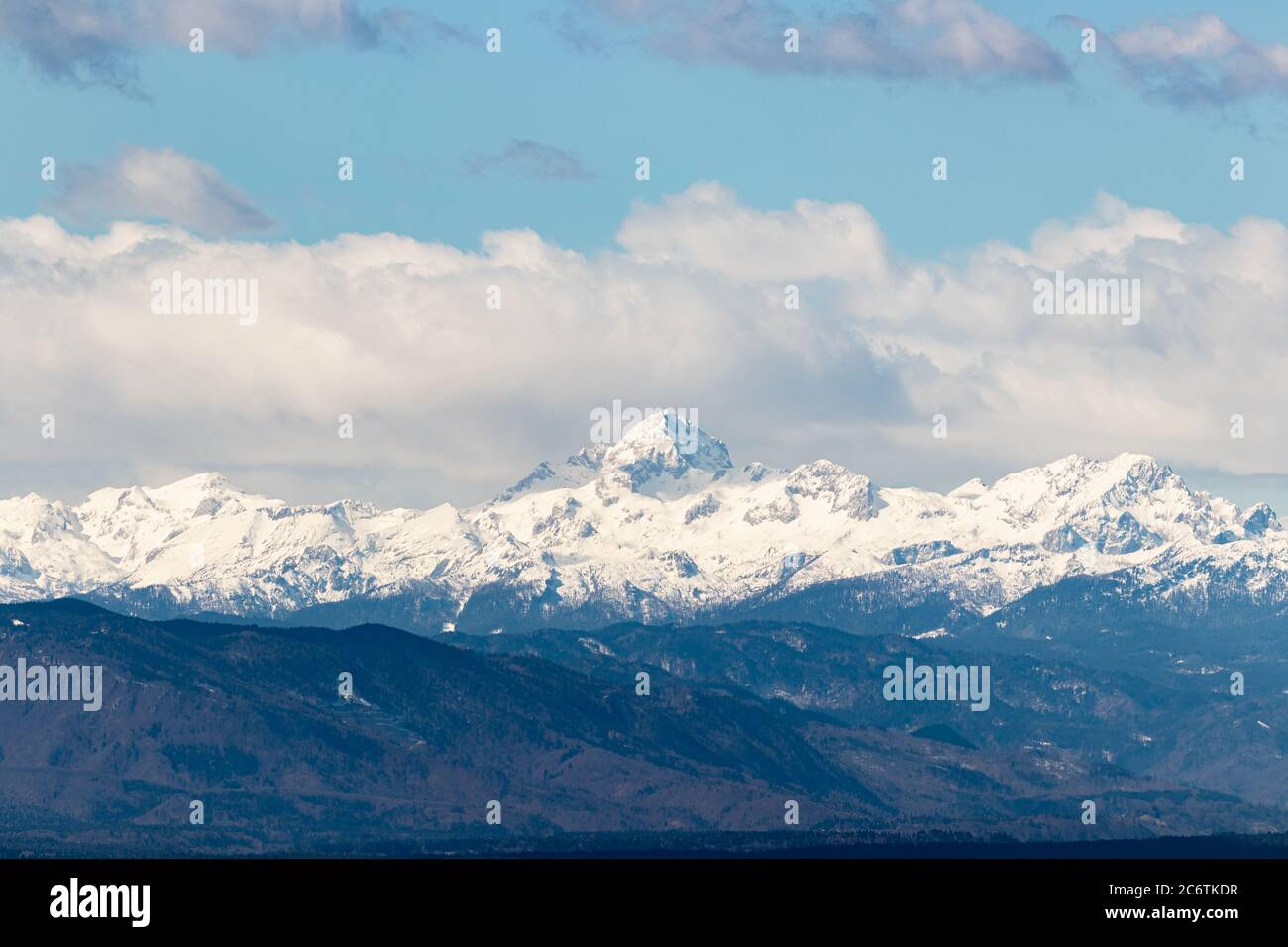 Montagna Triglav Slovenia Alpi neve più alta bianco inverno Foto Stock