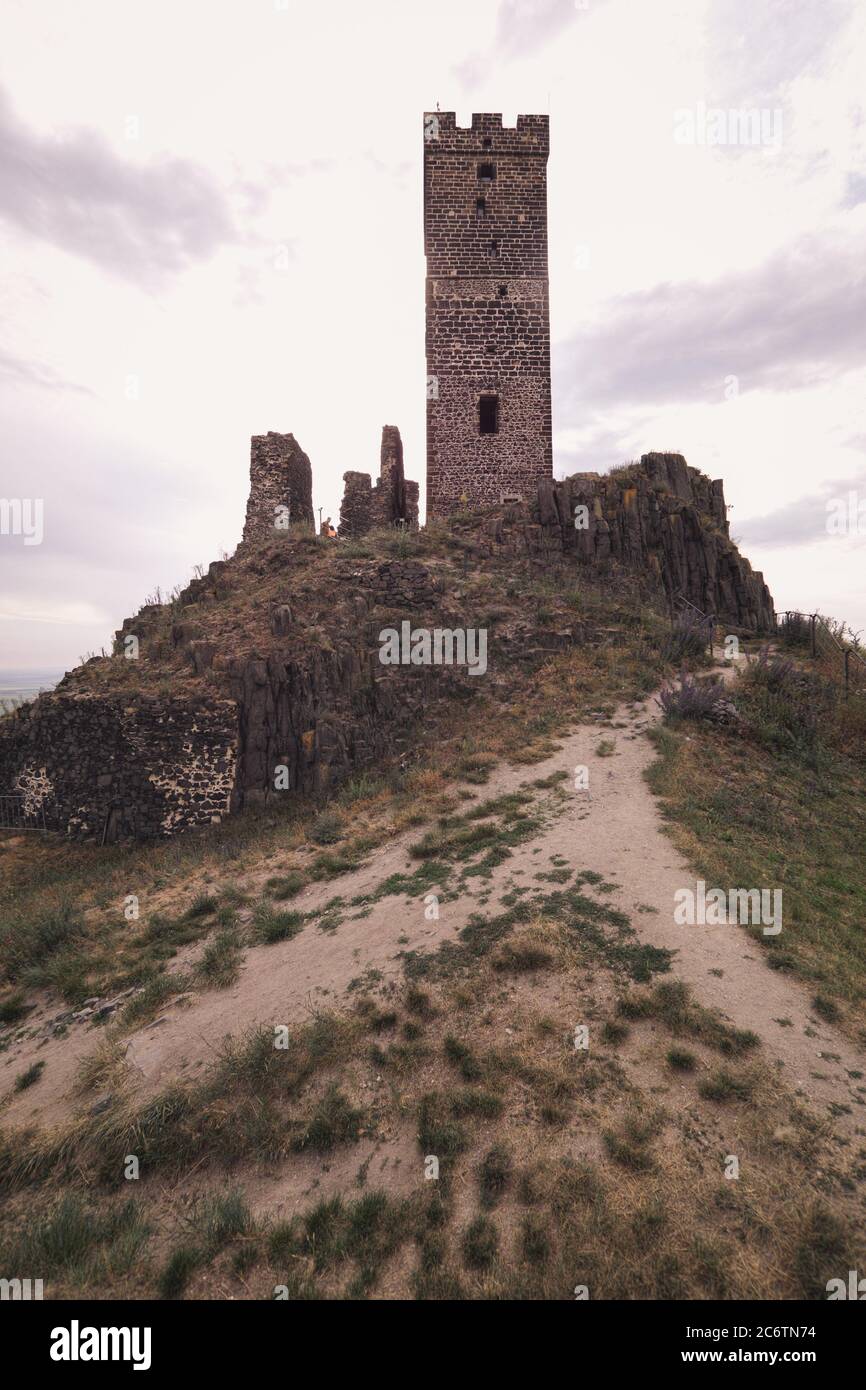 Castello medievale Hazmburk (Klapy) vicino a Praga in Repubblica Ceca. Europa centrale. Foto Stock
