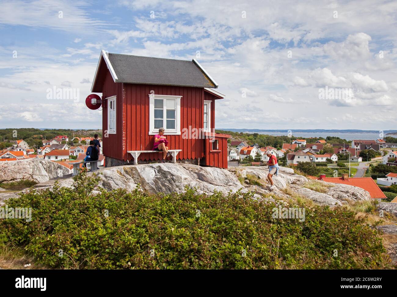 Vrångö, Svezia 2016-08-03 Vecchia casa pilota a Vrångö, nell'arcipelago di Goteborg. Foto Gippe Gustafsson Foto Stock