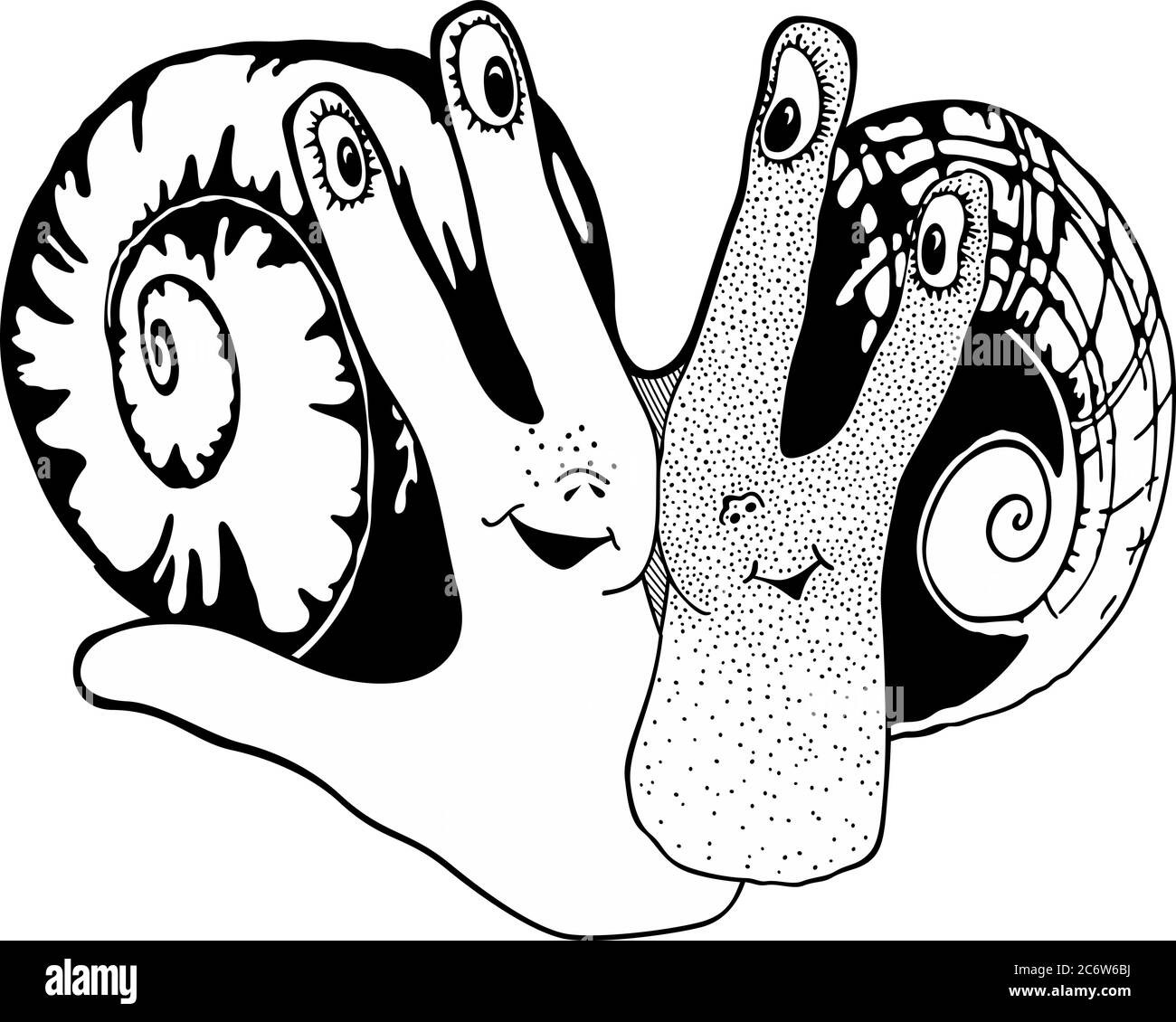 Illustrazione della mano con le lumache stilizzate all'interno Illustrazione Vettoriale