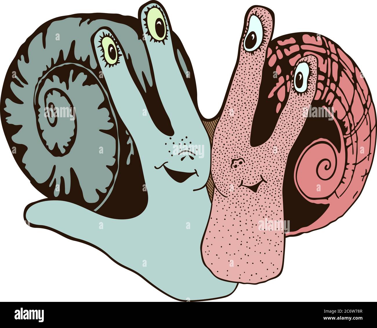 Illustrazione della mano con le lumache stilizzate all'interno Illustrazione Vettoriale