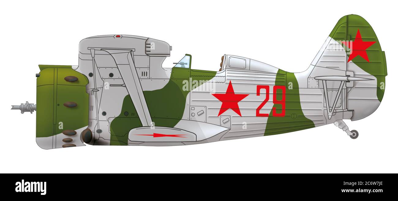 Polikarpov i-153 Chaika del 56° reggimento aereo dei combattenti delle forze aeree sovietiche, battaglie di Khalkhin Gol, estate 1939 Foto Stock