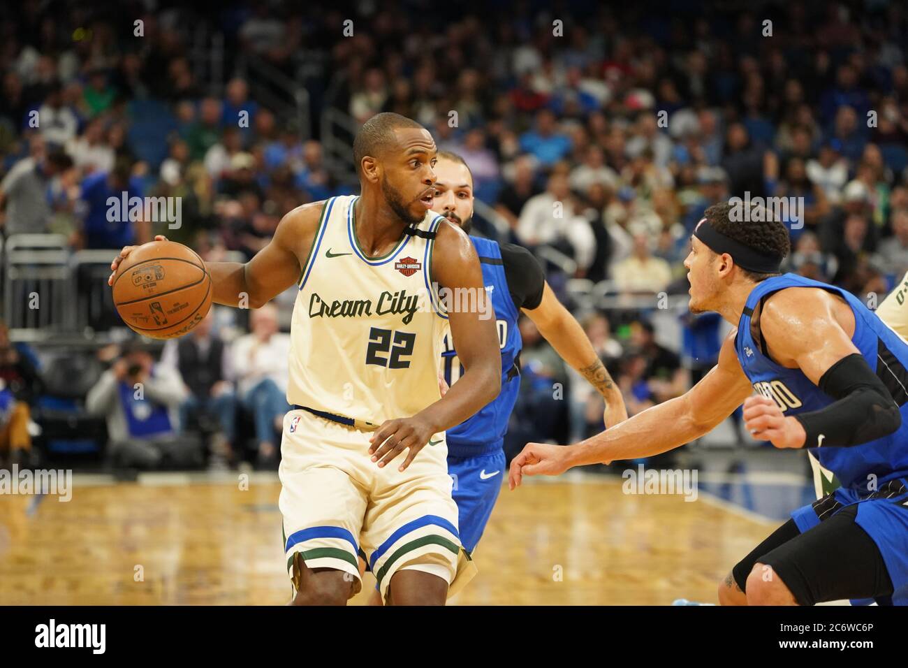 Orlando Magic ospita i Milwaukee Bucks all'Amway di Orlando, Florida, sabato 8 febbraio 2020. Foto: Marty Jean-Louis Foto Stock