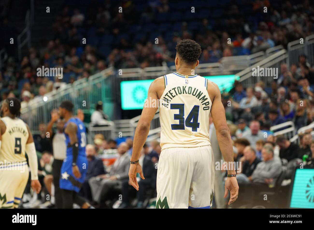 Orlando Magic ospita i Milwaukee Bucks all'Amway di Orlando, Florida, sabato 8 febbraio 2020. Foto: Marty Jean-Louis Foto Stock