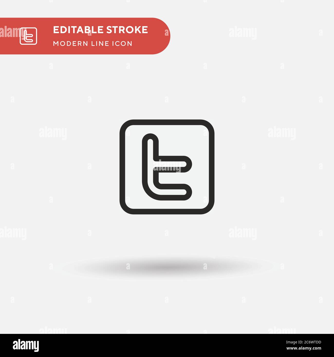 Icona vettore semplice Twitter. Modello di disegno simbolo illustrazione per elemento UI mobile Web. Pittogramma moderno a colori perfetto su tratto modificabile. Twitter Illustrazione Vettoriale