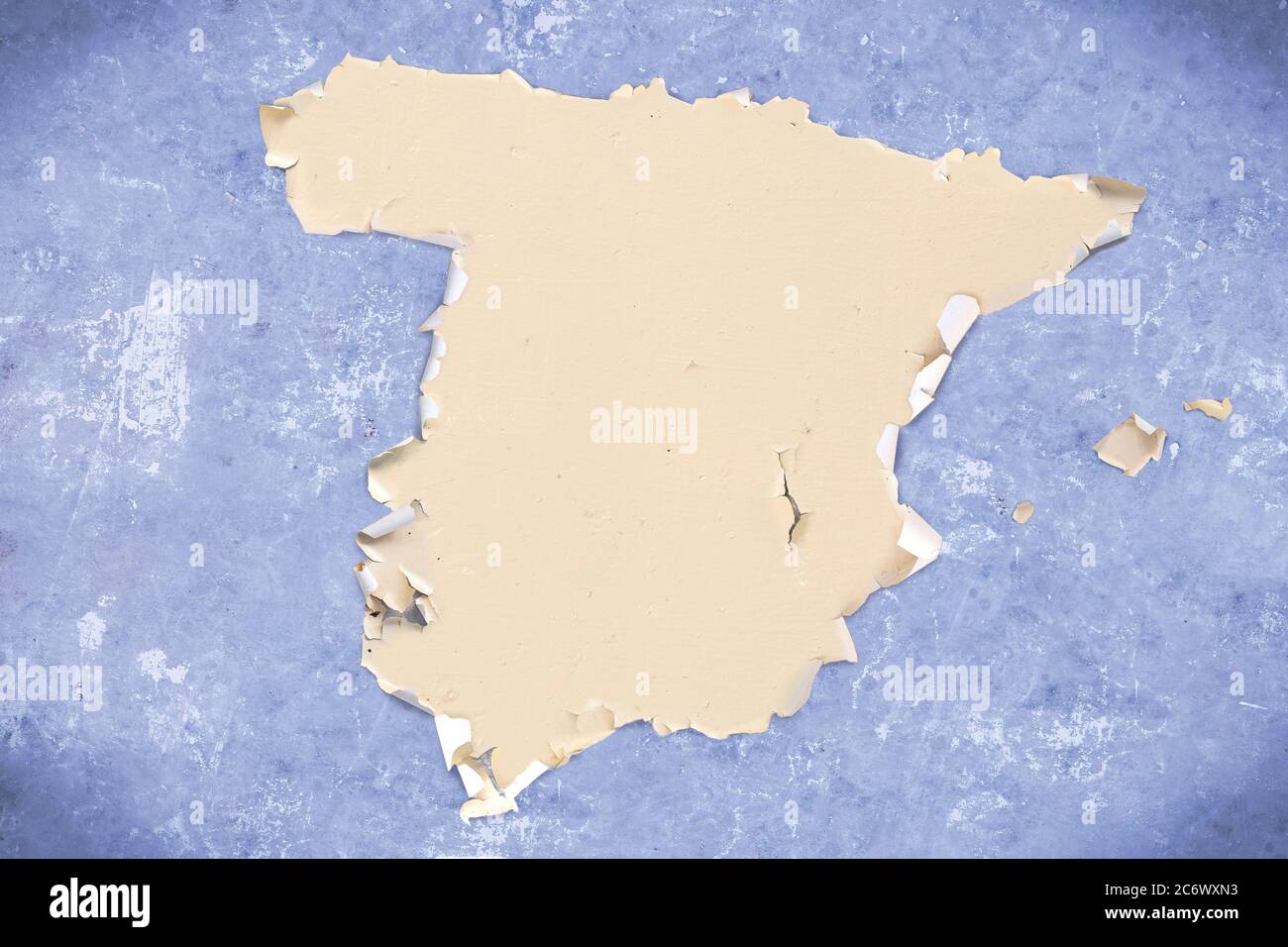 Mappa insolita della Spagna, mappa da intonaco incrinato Foto Stock