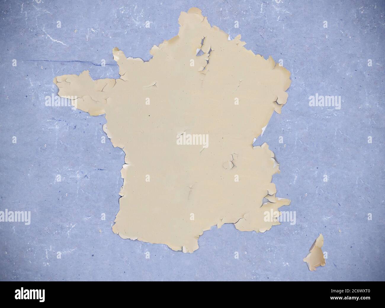 Mappa insolita della Francia, mappa da intonaco fessurato Foto Stock