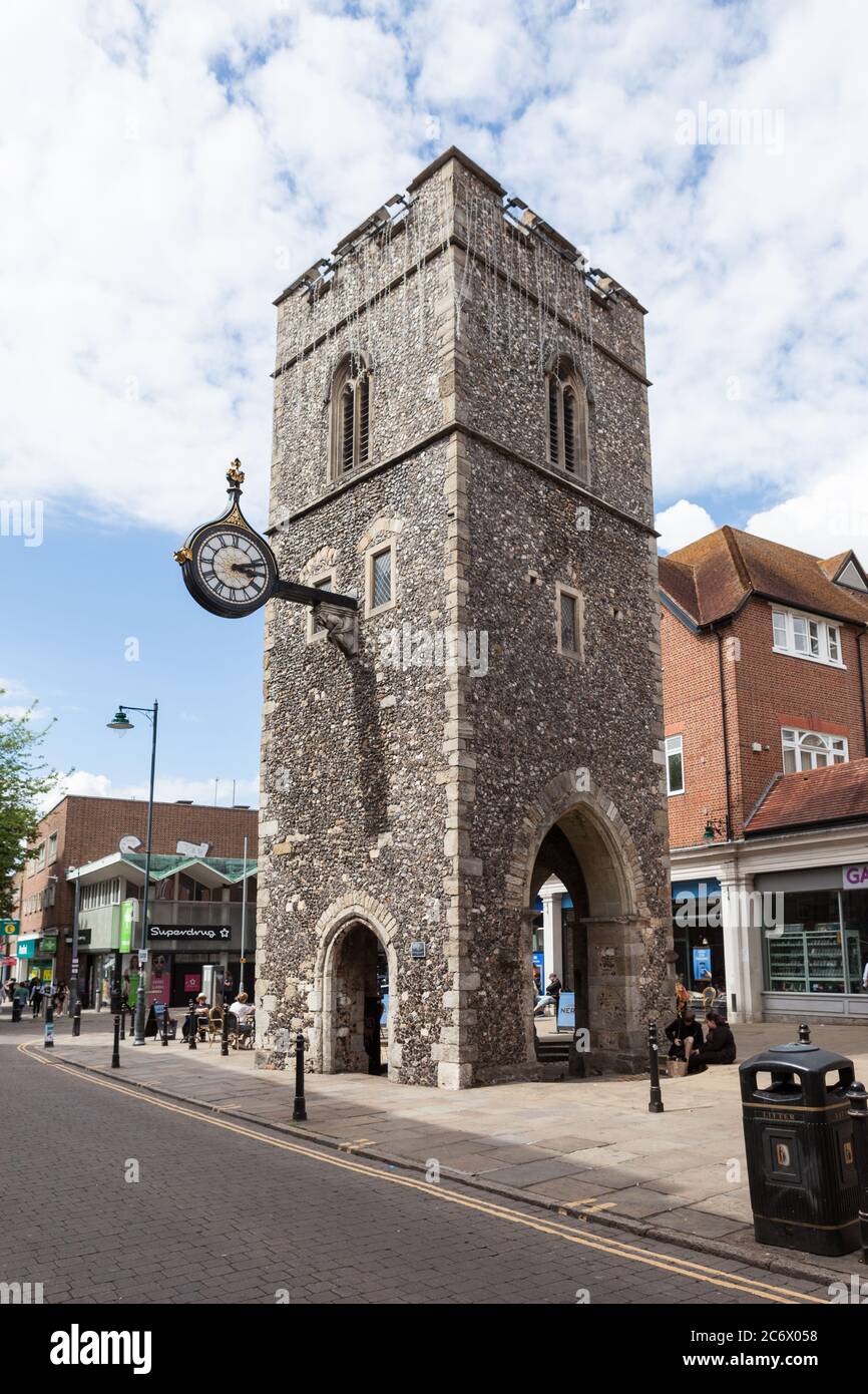 Torre dell'Orologio di St George a Canterbury, Regno Unito. Foto Stock