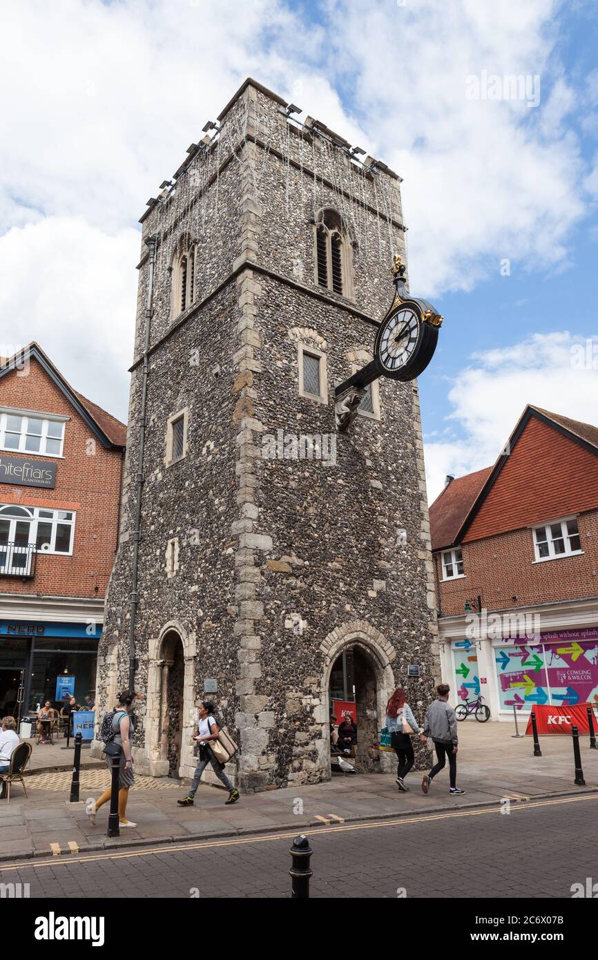 Torre dell'Orologio di St George a Canterbury, Regno Unito. Foto Stock