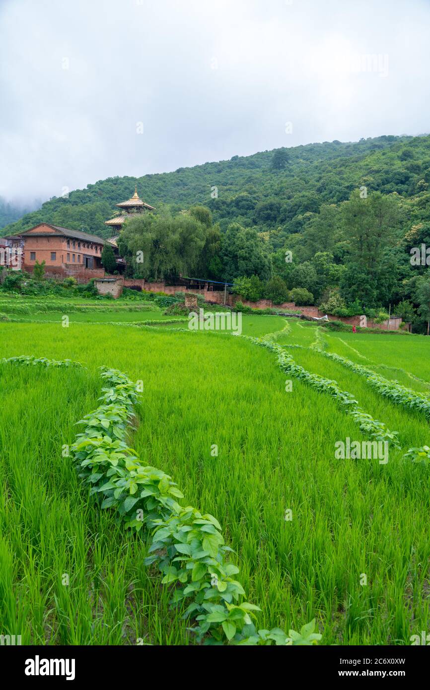 Tempio della dea di Chandeshwori da Banepa, Nepal Foto Stock