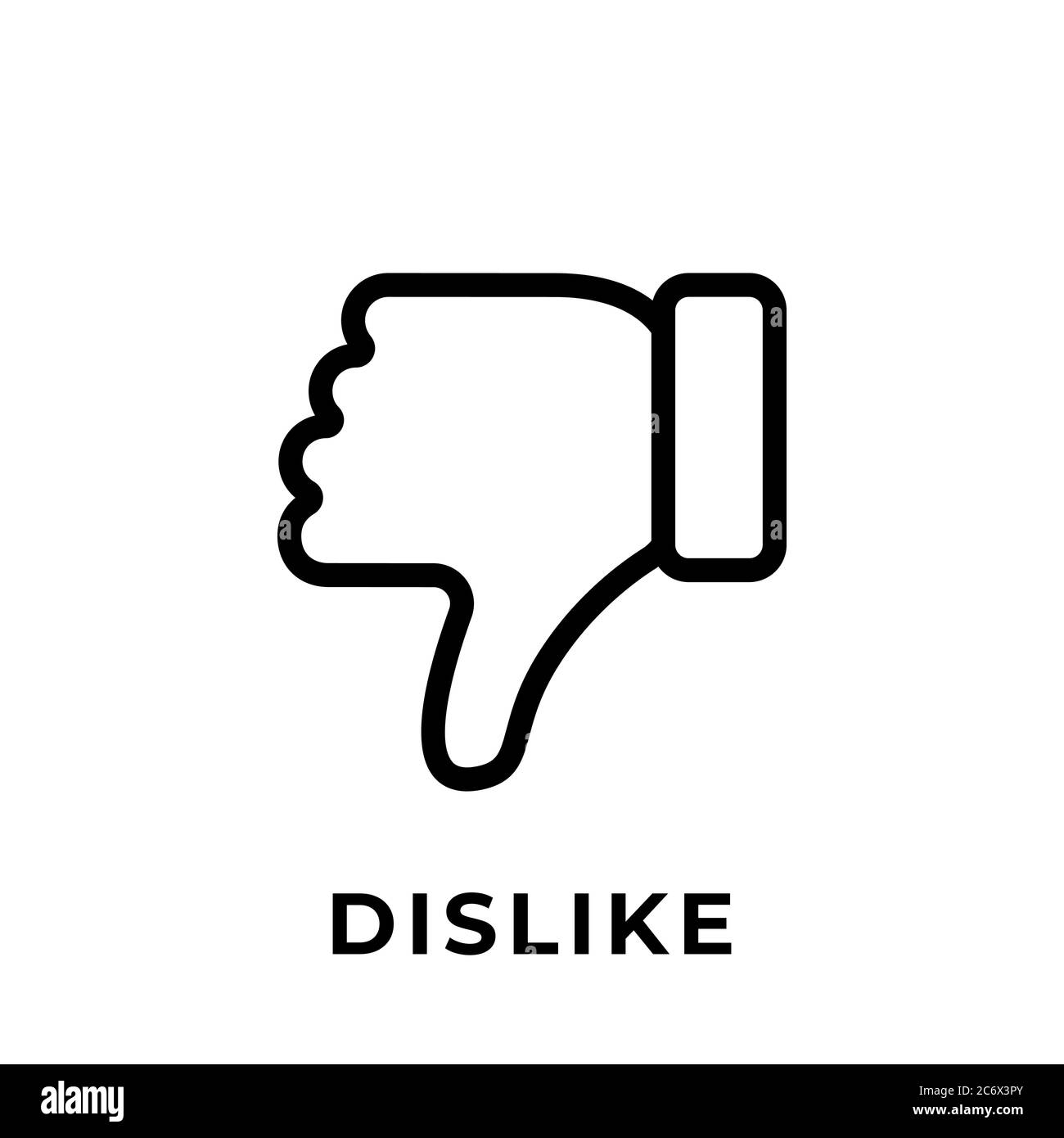 Icona del pulsante non mi piace per i social media. Icona pollici giù modello disegno illustrazione vettoriale. Icona o pulsante non mi piace per canale video, blog, soc Illustrazione Vettoriale