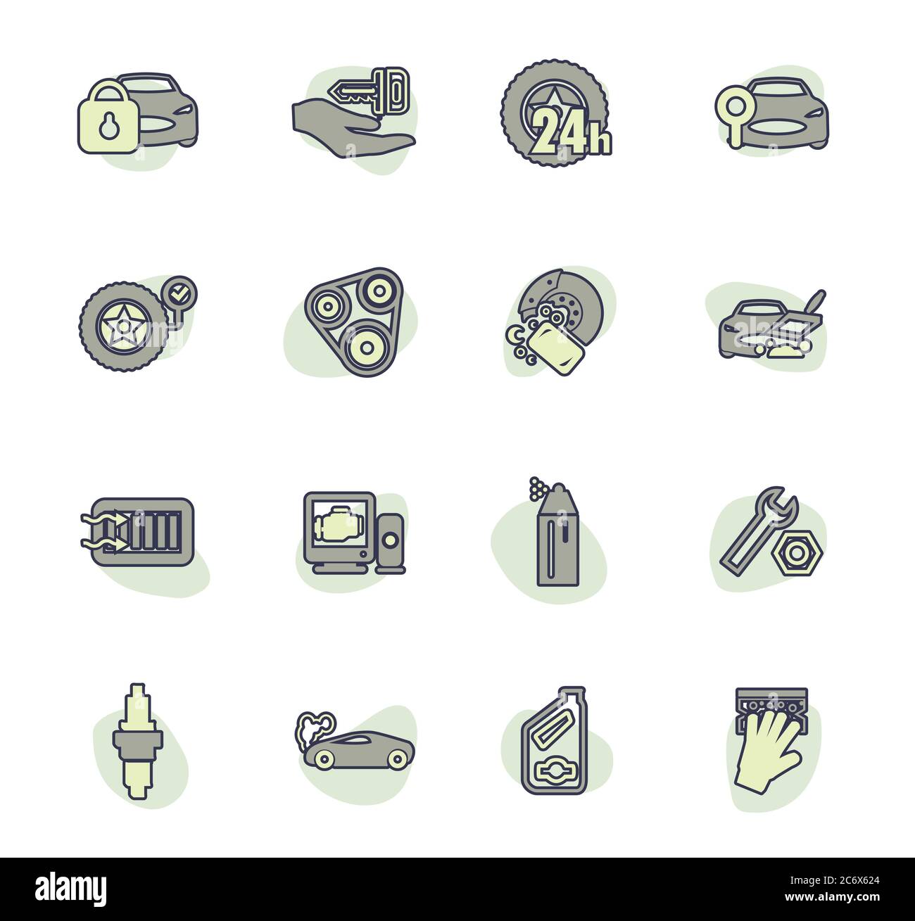 Auto shop set di icone Illustrazione Vettoriale