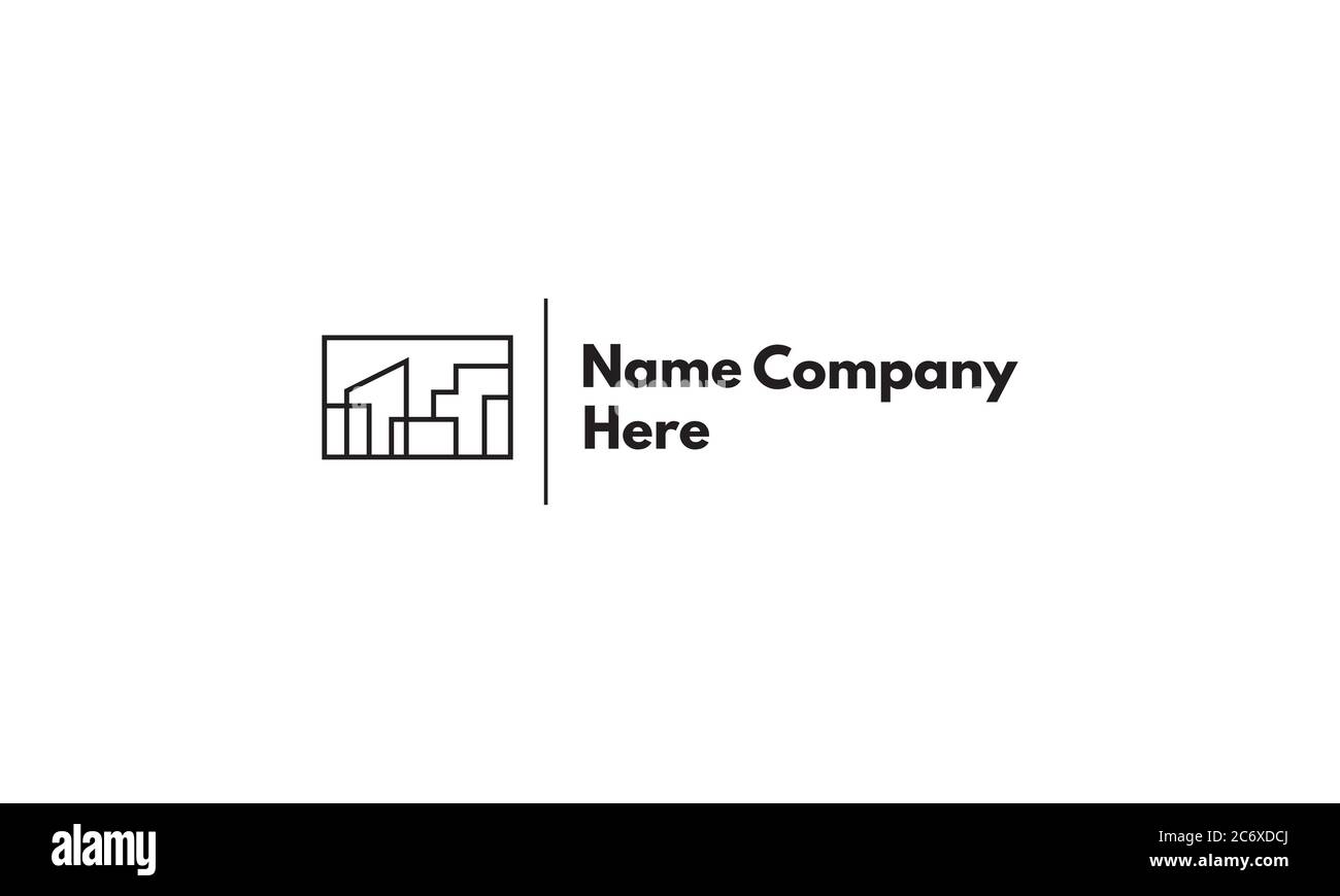 Logo vettoriale su cui è raffigata un'immagine astratta della sagoma della città in uno stile lineare. Illustrazione Vettoriale