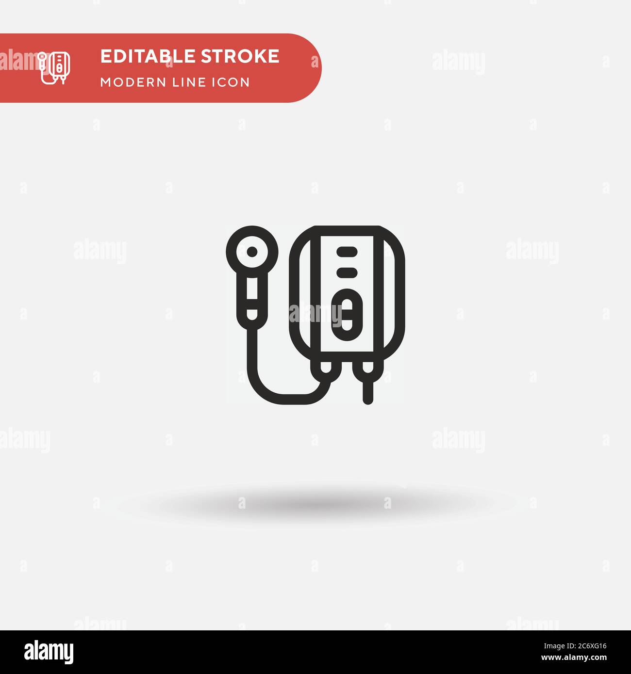 Icona vettore semplice riscaldatore acqua. Modello di disegno simbolo illustrazione per elemento UI mobile Web. Pittogramma moderno a colori perfetto su tratto modificabile. Icone di scaldacqua per il vostro progetto di affari Illustrazione Vettoriale