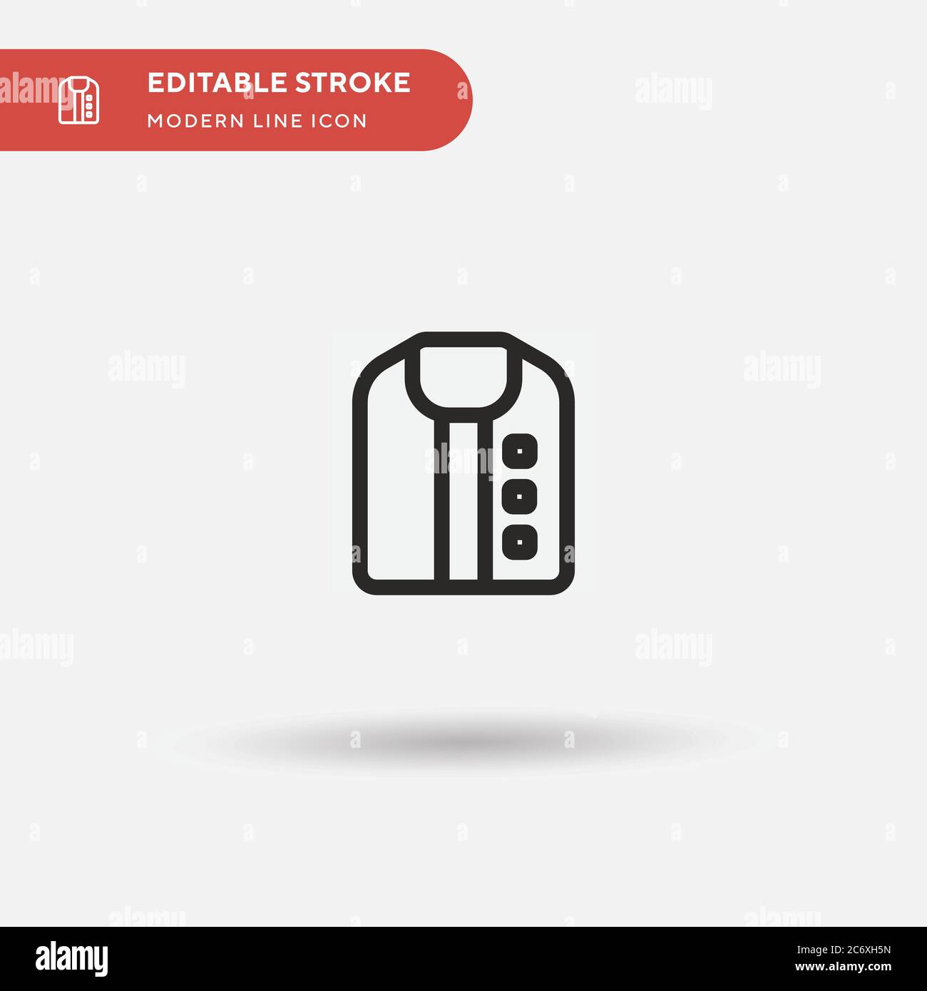 Icona vettore semplice giacca. Modello di disegno simbolo illustrazione per elemento UI mobile Web. Pittogramma moderno a colori perfetto su tratto modificabile. Icone di giubbotto per il vostro progetto aziendale Illustrazione Vettoriale