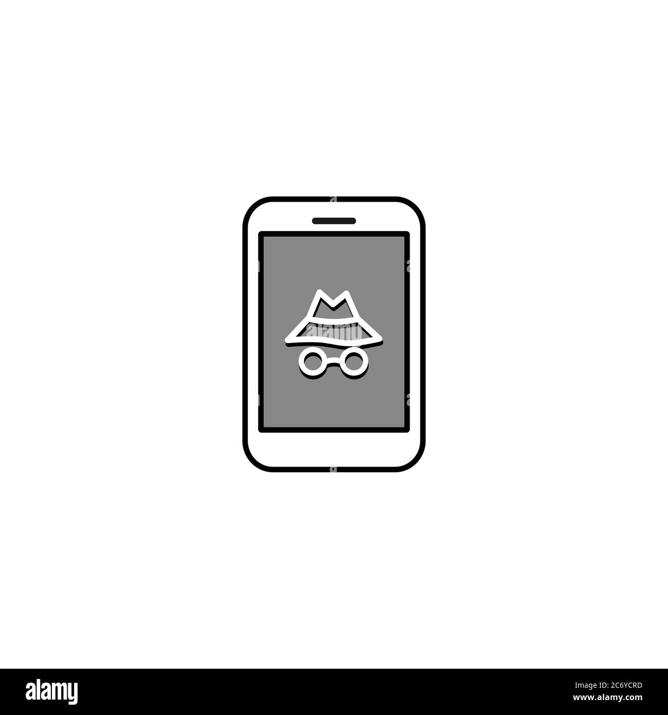 Icona Incognito con simbolo del telefono. Spia, ladro, ricerca agente, hacker. Vettore su sfondo bianco isolato. EPS 10 Illustrazione Vettoriale