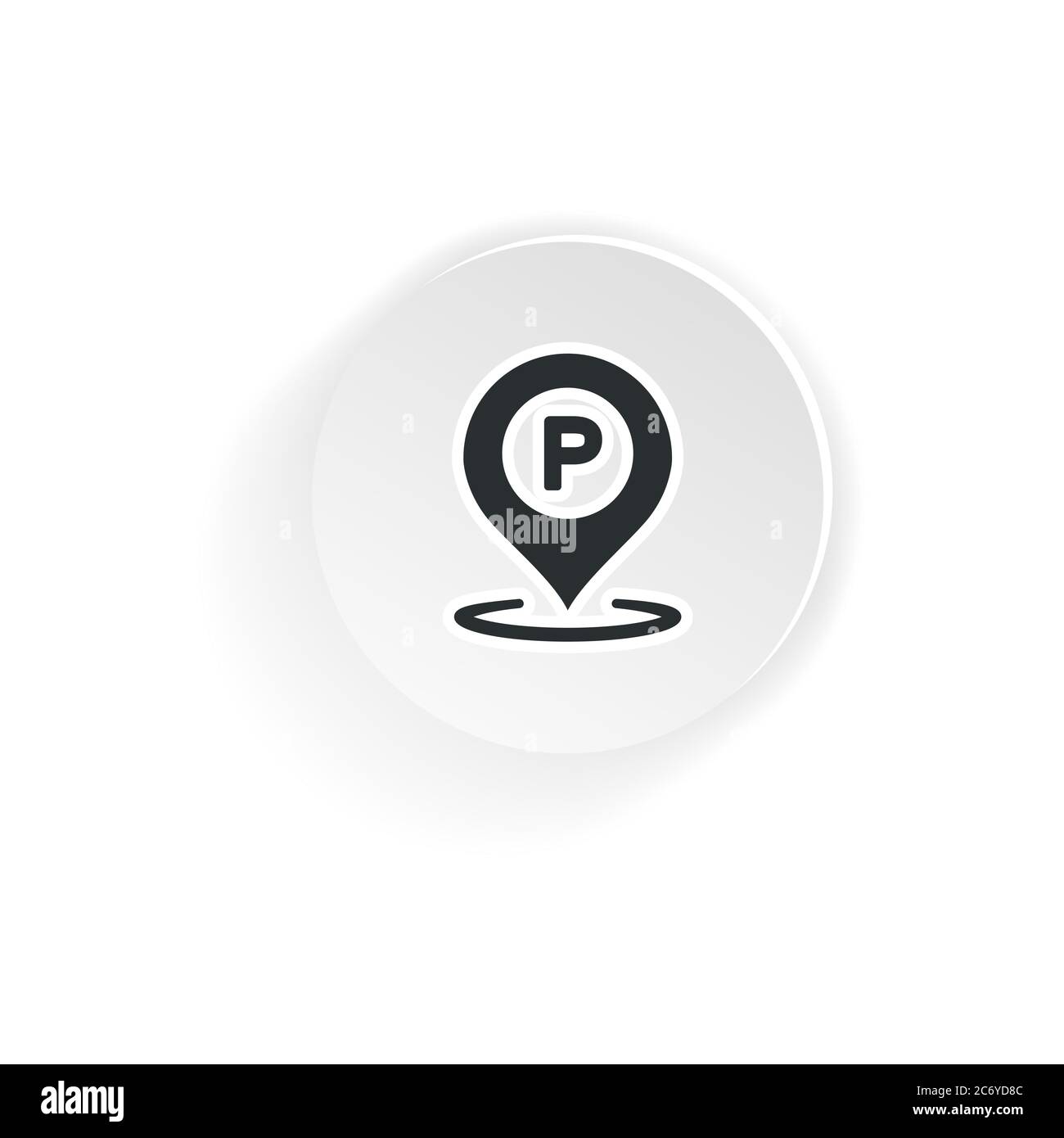 Icona della stazione di parcheggio. Puntatore mappa. Vettore su sfondo bianco. EPS 10 Illustrazione Vettoriale