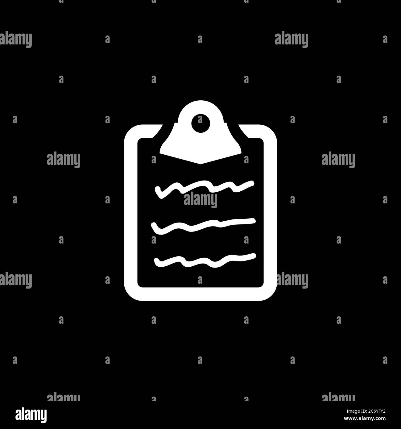 Icona del documento su sfondo nero. Illustrazione vettoriale in stile piatto nero. Illustrazione Vettoriale