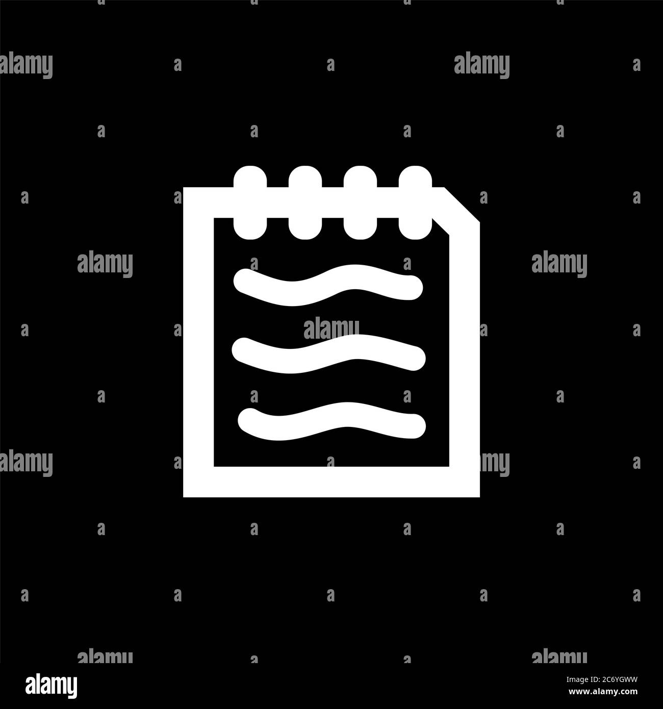 Icona del documento su sfondo nero. Illustrazione vettoriale in stile piatto nero. Illustrazione Vettoriale